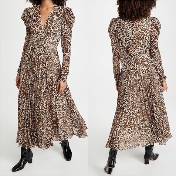 Ronny Kobo Leopard Bernadette Dress Chiffon Leopard Print Maxi Dress NWT - Picture 12 of 12